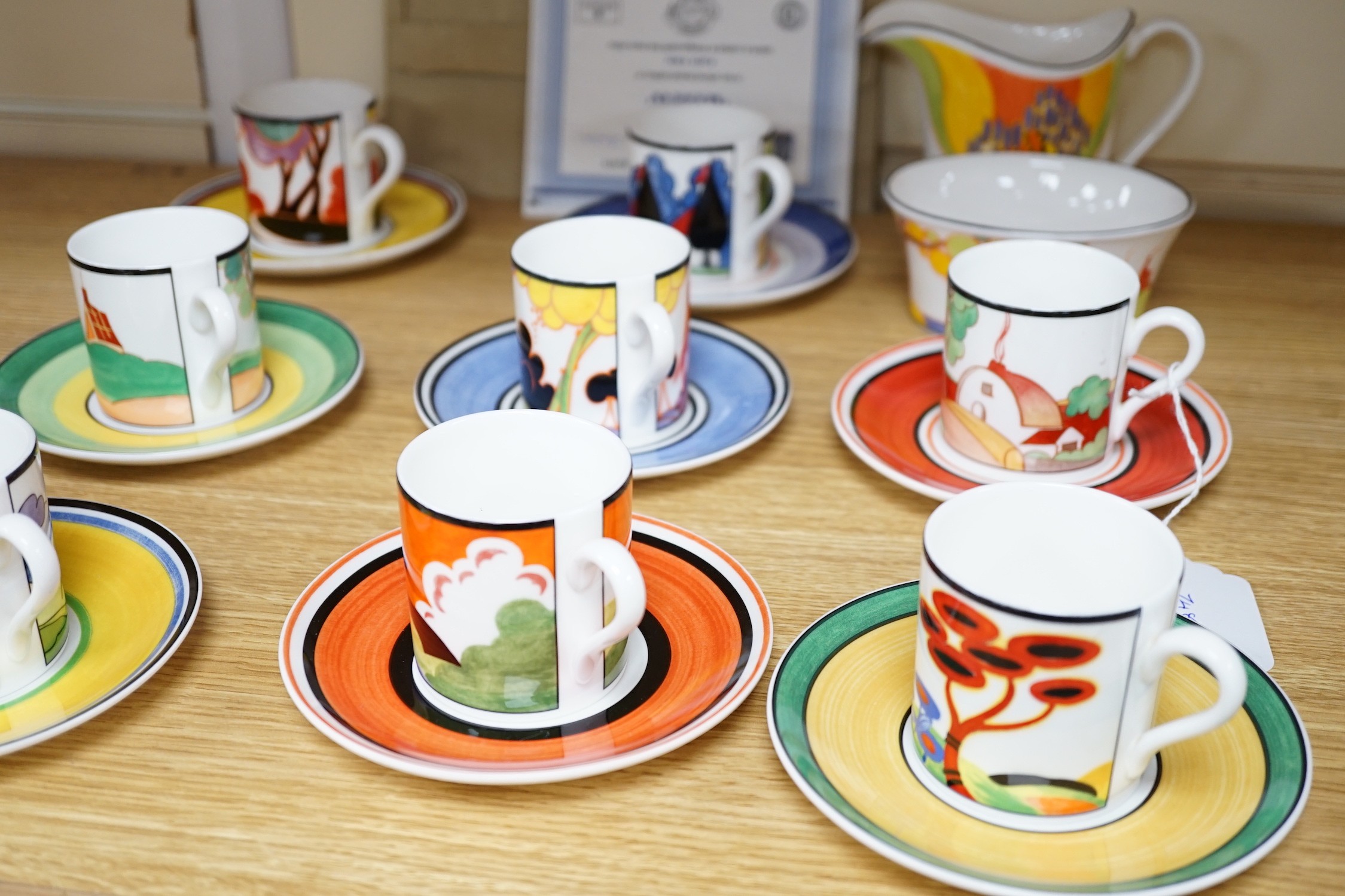 1990's Wedgwood Clarice Cliff coffee set